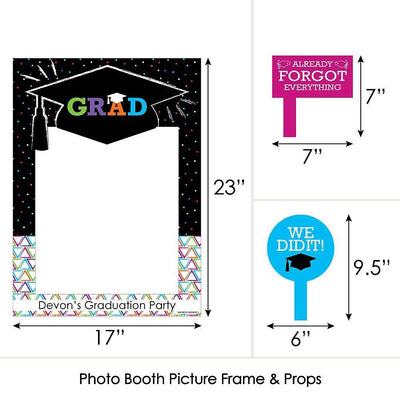 Hats Off Grad - Personalized Graduation Party Selfie Photo Booth Picture Frame & Props - Printed on Sturdy Material