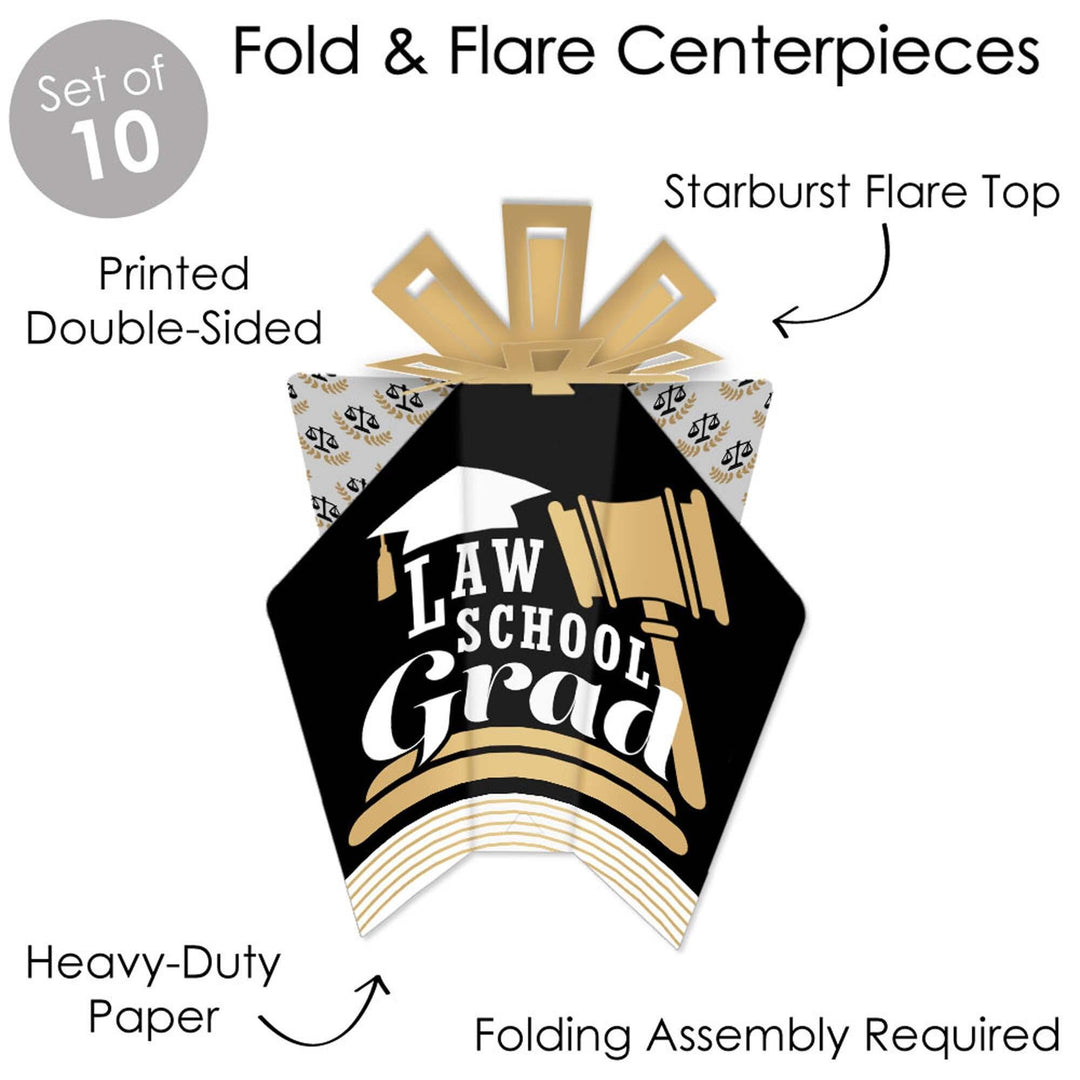 Law School Grad - Table Decorations - Future Lawyer Graduation Party Fold and Flare Centerpieces - 10 Count