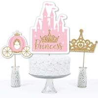 Little Princess Crown - Pink and Gold Princess Baby Shower or Birthday Party Centerpiece Sticks - Table Toppers - Set of 15