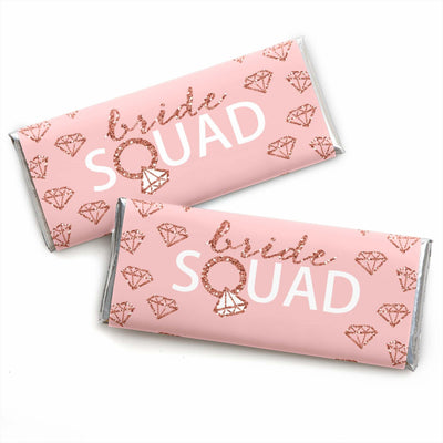 Bride Squad - Candy Bar Wrapper Rose Gold Bridal Shower or Bachelorette Party Favors - Set of 24