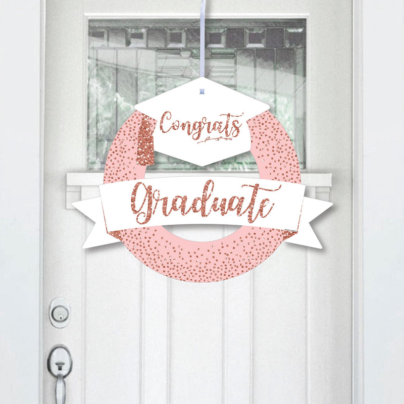 Rose Gold Grad - Outdoor Graduation Party Decor - Front Door Wreath