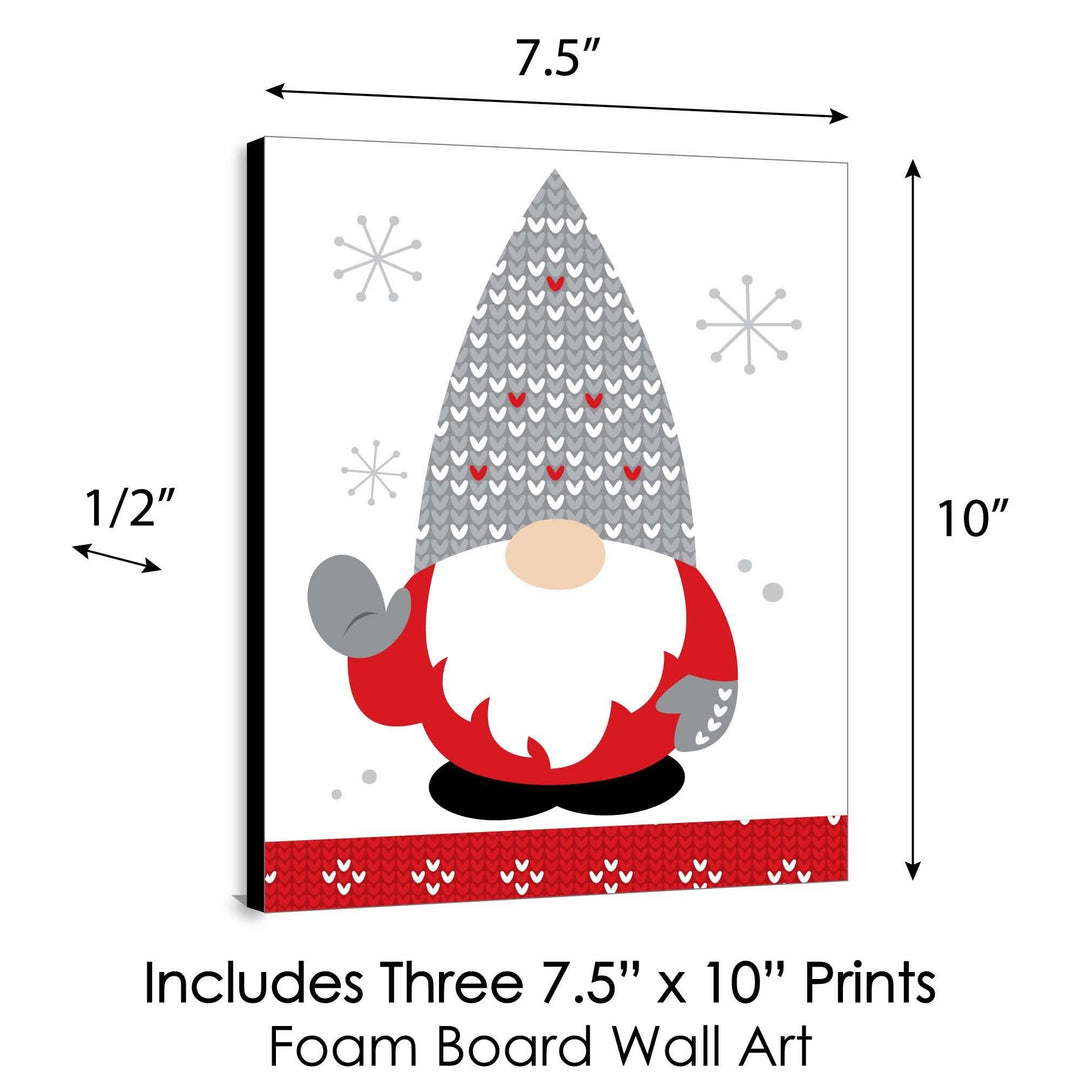 Christmas Gnomes - Holiday Wall Art Room Decor - 7.5 x 10 inches - Set of 3 Prints