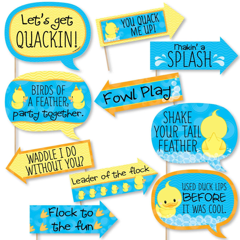 Funny Ducky Duck - 10 Piece Baby Shower or Birthday Party Photo Booth Props Kit