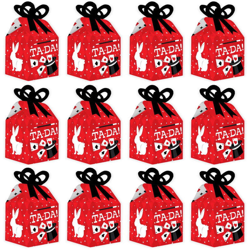 Ta-Da, Magic Show - Square Favor Gift Boxes - Magical Birthday Party Bow Boxes - Set of 12