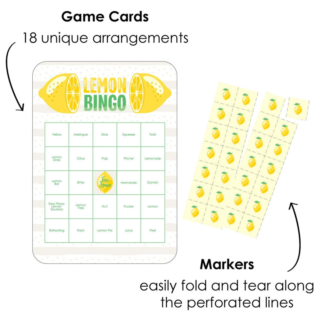 So Fresh - Lemon - Bingo Cards and Markers - Citrus Lemonade Party Bingo Game - Set of 18