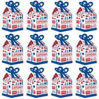Cheerio, London - Square Favor Gift Boxes - British UK Party Bow Boxes - Set of 12