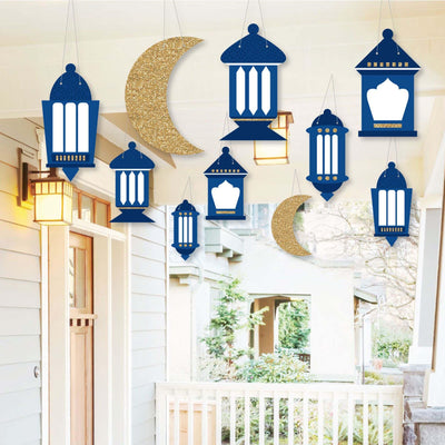 Ramadan - Outdoor Eid Mubarak Hanging Porch & Tree Yard Decorations - 10 Pieces