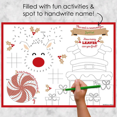 Jolly Santa Claus - Paper Christmas Party Coloring Sheets - Activity Placemats - Set of 16