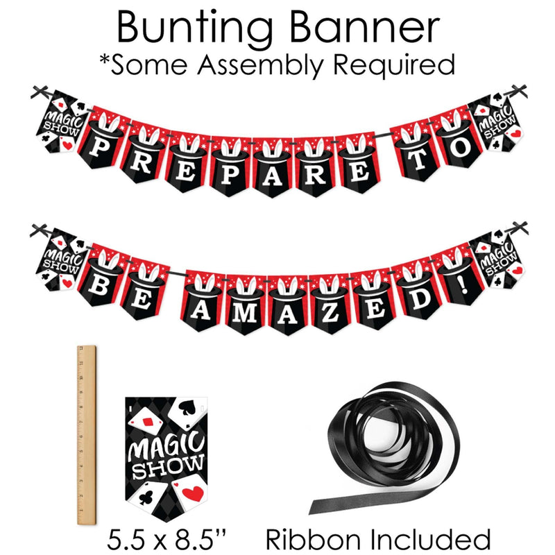 Ta-Da, Magic Show - Banner and Photo Booth Decorations - Magical Birthday Party Supplies Kit - Doterrific Bundle