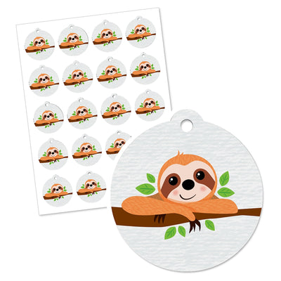 Let's Hang - Sloth - Baby Shower or Birthday Party Favor Gift Tags (Set of 20)