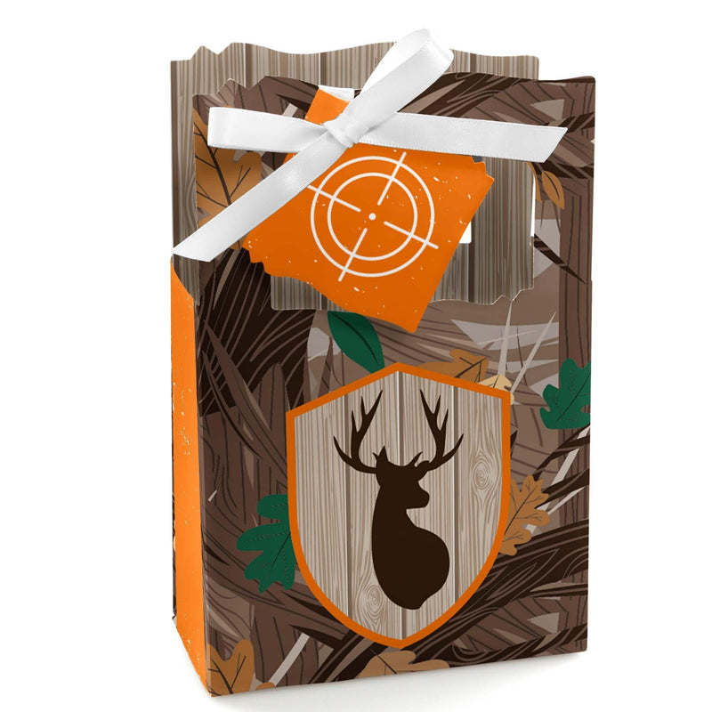 Gone Hunting - Deer Hunting Camo Baby Shower or Birthday Party Favor Boxes - Set of 12