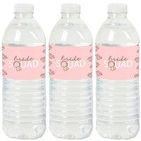 Bride Squad - Rose Gold Bridal Shower or Bachelorette Party Water Bottle Sticker Labels - Set of 20