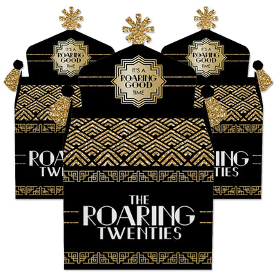 Roaring 20's - Treat Box Party Favors - 1920s Art Deco Jazz Party Goodie Gable Boxes - Set of 12