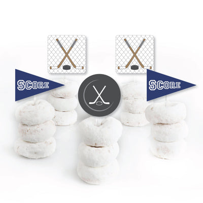 Shoots & Scores! - Hockey - Dessert Cupcake Toppers - Baby Shower or Birthday Party Clear Treat Picks - Set of 24