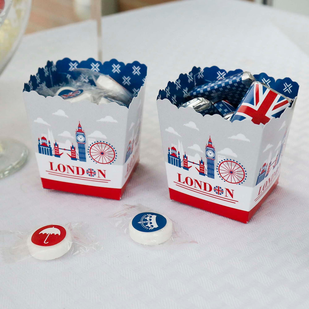 Cheerio, London - Party Mini Favor Boxes - British UK Party Treat Candy Boxes - Set of 12