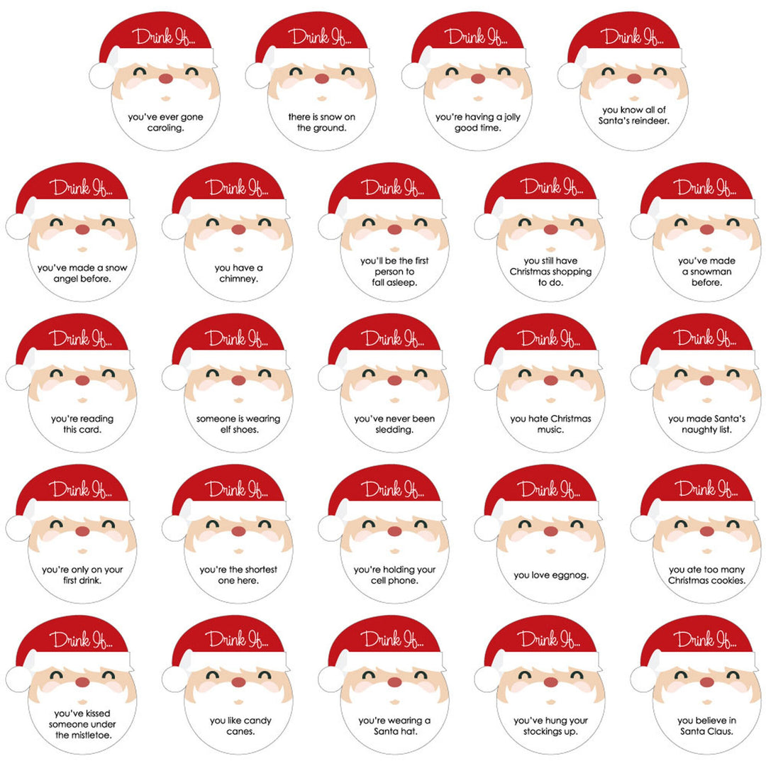 Drink If Game - Jolly Santa Claus - Christmas Party Game - 24 Count