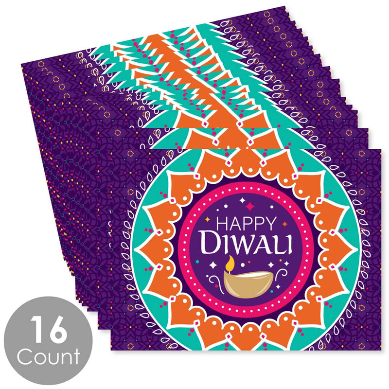 Happy Diwali - Party Table Decorations - Festival of Lights Party Placemats - Set of 16