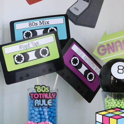 80's Retro - 1980s Decorations DIY Paper Cassette Tape Party Essentials - Set of 20