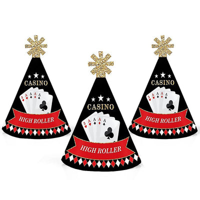 Las Vegas - Mini Cone Casino Party Hats - Small Little Party Hats - Set of 8