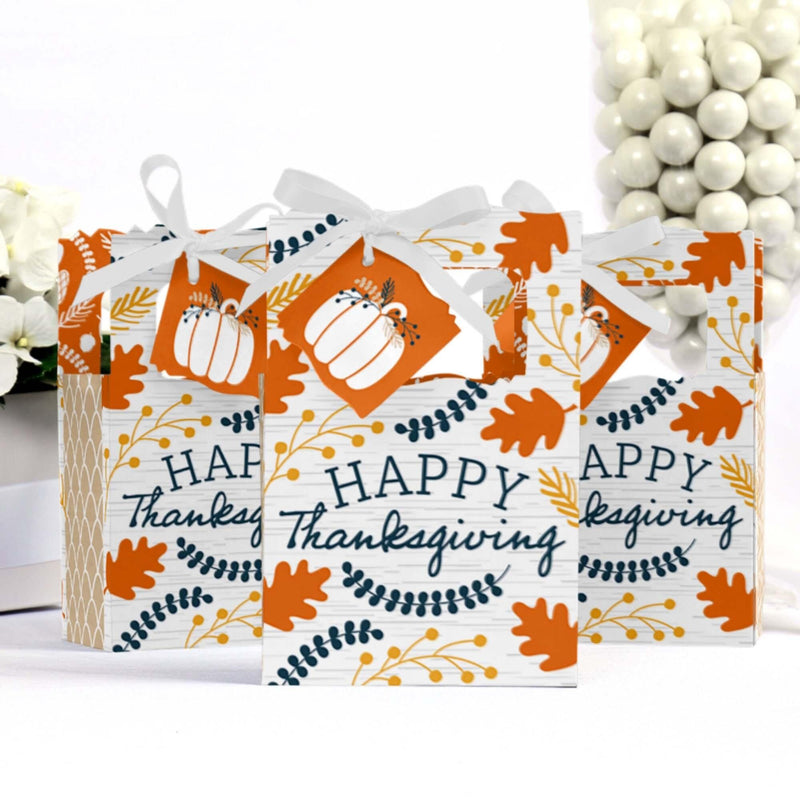 Happy Thanksgiving - Fall Harvest Party Favor Boxes - Set of 12