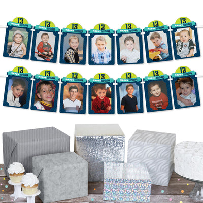 Boy 13th Birthday - DIY Official Teenager Birthday Party Decor - Picture Display - Photo Banner