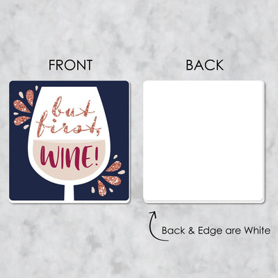 But First, Wine - Funny Wine Tasting Party Decorations - Drink Coasters - Set of 6