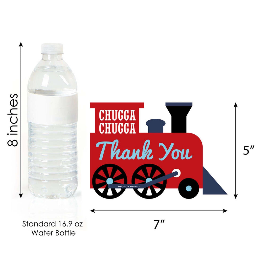 Railroad Party Crossing - Shaped Thank You Cards - Steam Train Birthday Party or Baby Shower Thank You Note Cards with Envelopes - Set of 12