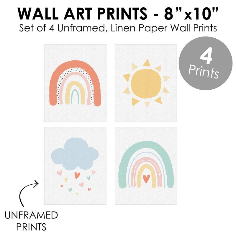 Hello Rainbow - Unframed Boho Linen Paper Wall Art - Set of 4 - Artisms - 8 x 10 inches