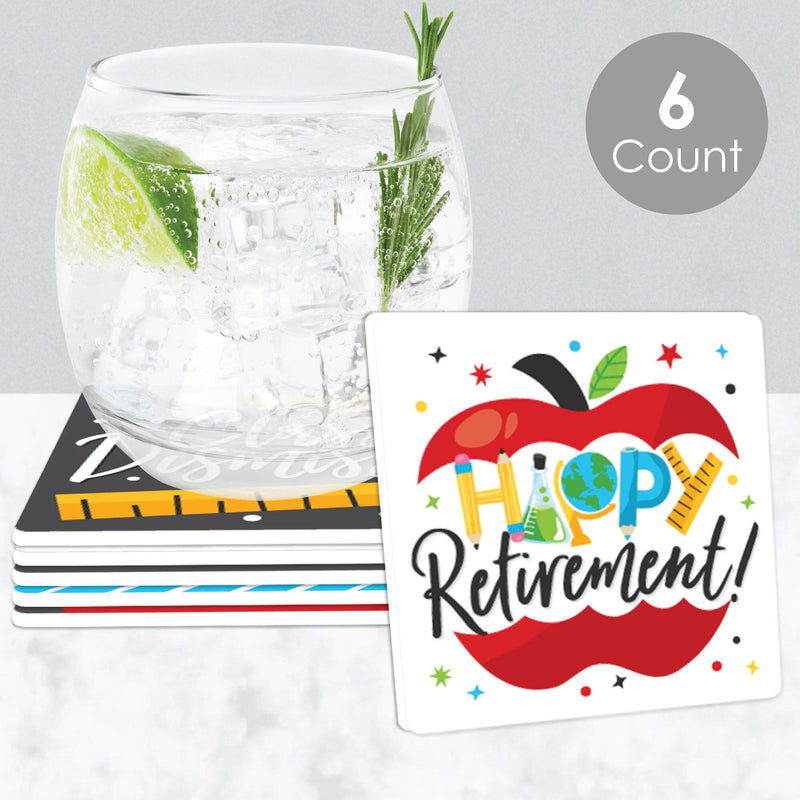 Teacher Retirement - Funny Happy Retirement Party Decorations - Drink Coasters - Set of 6
