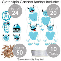 Yeti to Party - Abominable Snowman Party or Birthday Party DIY Decorations - Clothespin Garland Banner - 44 Pieces