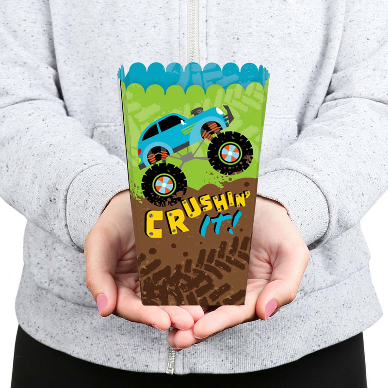 Smash and Crash - Monster Truck - Boy Birthday Party Favor Popcorn Treat Boxes - Set of 12