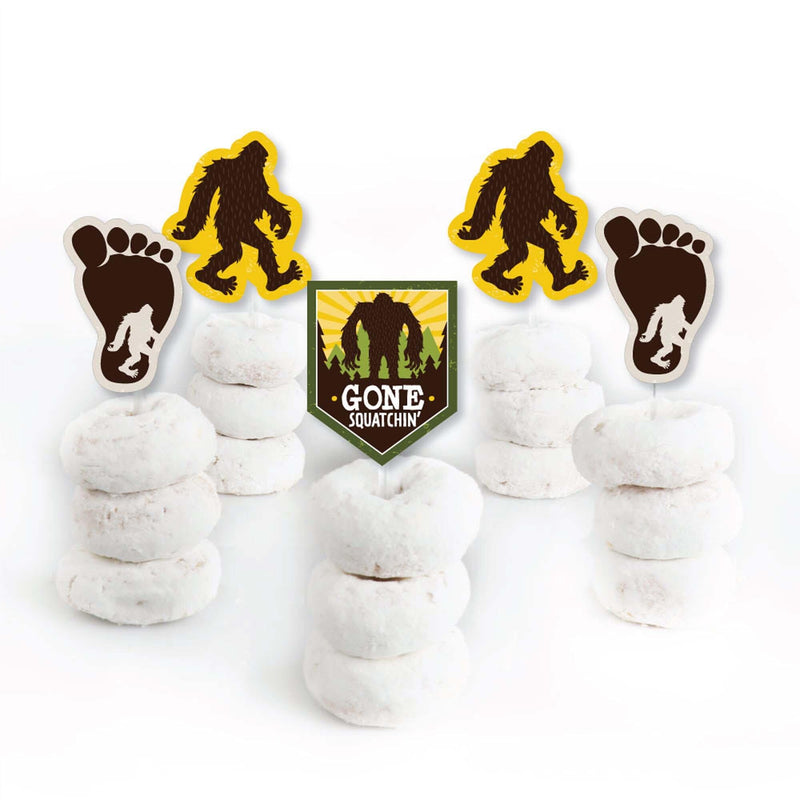 Sasquatch Crossing - Dessert Cupcake Toppers - Bigfoot Party or Birthday Party Clear Treat Picks - Set of 24
