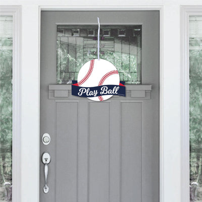 Batter Up - Baseball - Hanging Porch Baby Shower or Birthday Party Outdoor Decorations - Front Door Decor - 1 Piece Sign