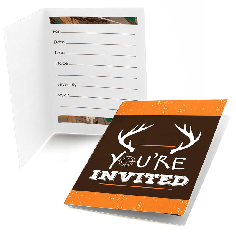 Gone Hunting - Fill In Deer Hunting Camo Party Invitations - 8 ct