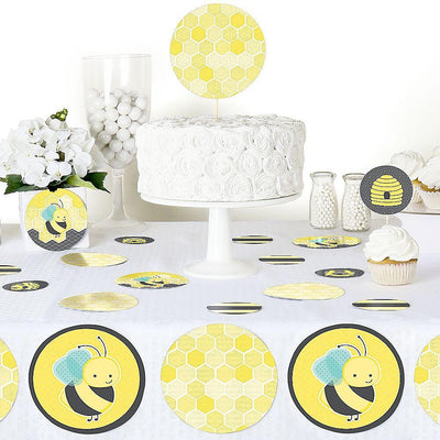 Honey Bee - Baby Shower or Birthday Party Giant Circle Confetti - Bumble Bee Party Decorations - Large Confetti 27 Count