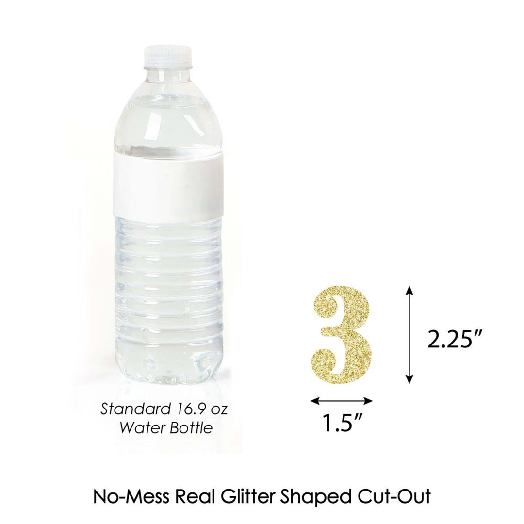 Gold Glitter 3 - No-Mess Real Gold Glitter Cut-Out Numbers - 3rd Birthday Party Confetti - Set of 24