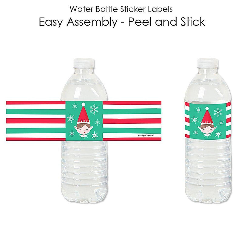 Elf Squad - Kids Elf Christmas and Birthday Party Water Bottle Sticker Labels - Set of 20