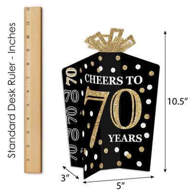 Adult 70th Birthday - Gold - Table Decorations - Birthday Party Fold and Flare Centerpieces - 10 Count