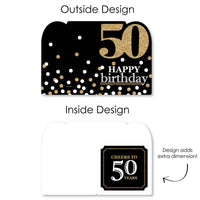 Adult 50th Birthday - Gold - Happy Birthday Giant Greeting Card - Big Shaped Jumborific Card - 16.5 x 22 inches