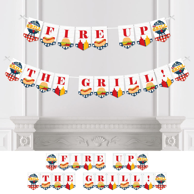 Fire Up the Grill - Summer BBQ Picnic Party Bunting Banner - Party Decorations - Fire Up the Grill