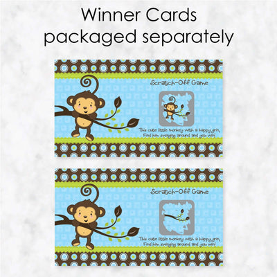 Blue Monkey Boy - Baby Shower Game Scratch Off Cards - 22 ct