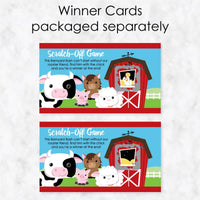 Farm Animals - Barnyard Baby Shower or Birthday Party Game Scratch Off Cards - 22 Count