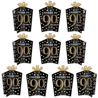 Adult 90th Birthday - Gold - Table Decorations - Birthday Party Fold and Flare Centerpieces - 10 Count