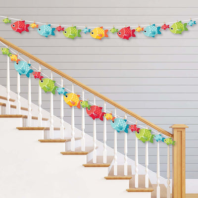 Let's Go Fishing - Fish Themed Party or Birthday Party DIY Decorations - Clothespin Garland Banner - 44 Pieces