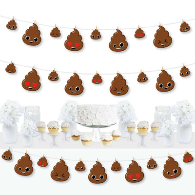 Party 'Til You're Pooped - Poop Emoji Party DIY Decorations - Clothespin Garland Banner - 44 Pieces