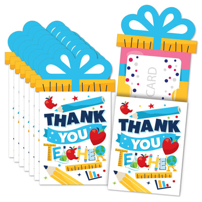 Thank You Teachers - Teacher Appreciation Money and Gift Card Sleeves - Nifty Gifty Card Holders - Set of 8