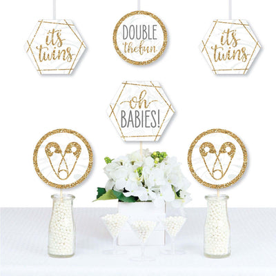 It's Twins - Decorations DIY Gold Twins Baby Shower Essentials - Set of 20