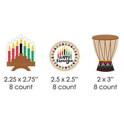 Happy Kwanzaa - DIY Shaped African Heritage Holiday Paper Cut-Outs - 24 ct