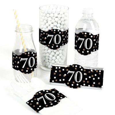 Adult 70th Birthday - Gold - DIY Party Wrappers - 15 ct