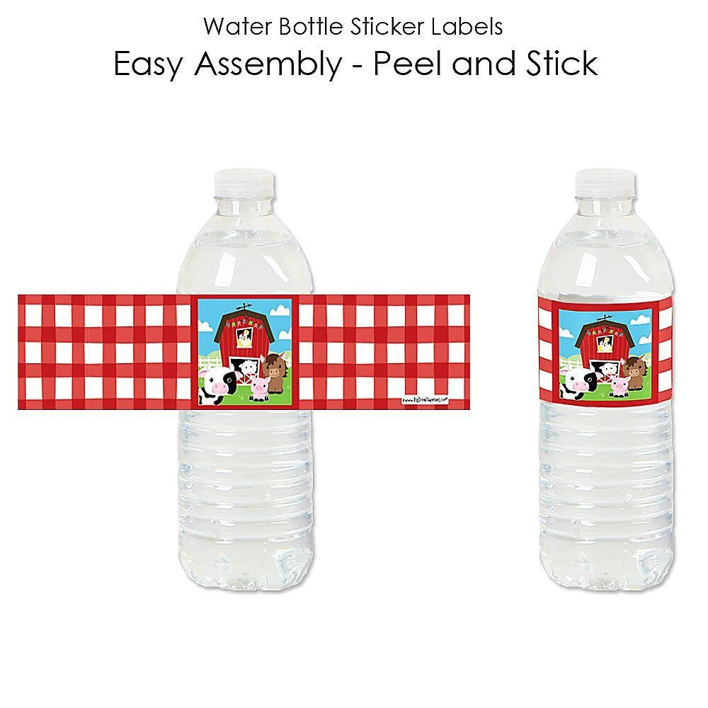 Farm Animals - Barnyard Baby Shower or Birthday Party Water Bottle Sticker Labels - Set of 20